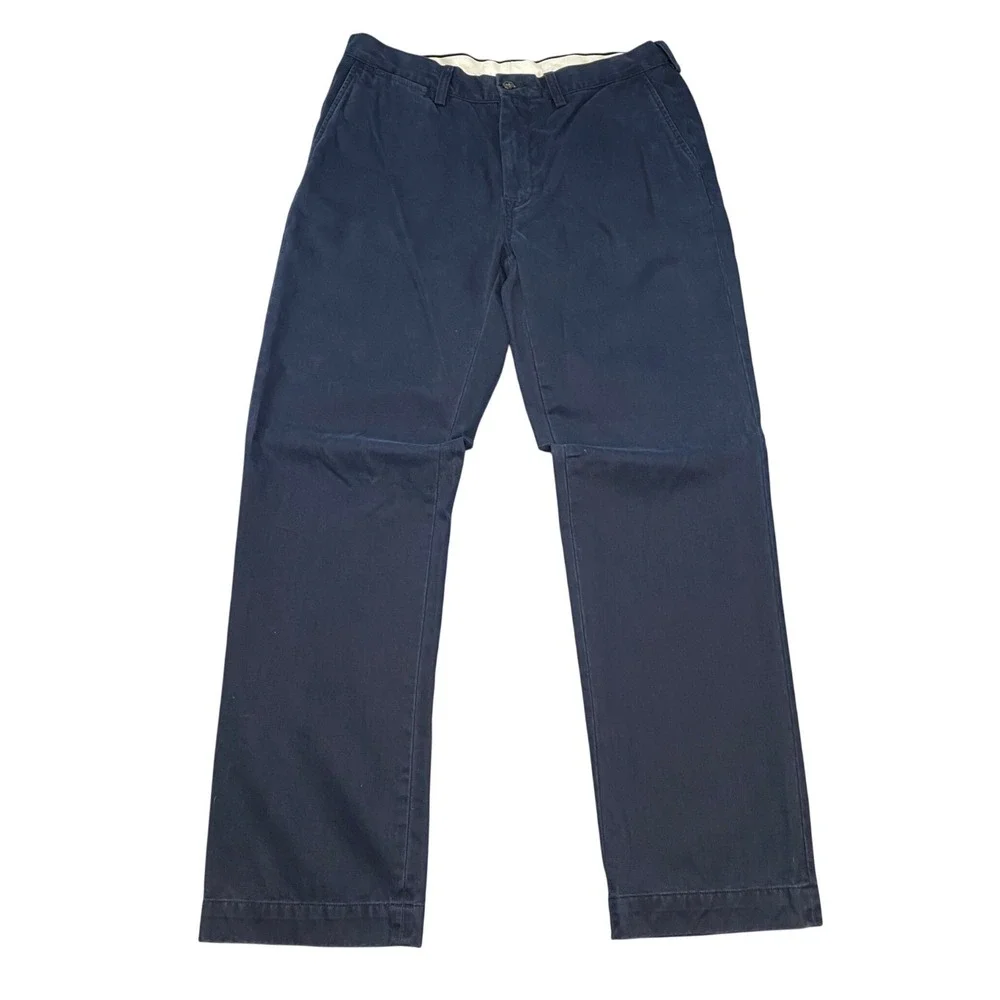 Polo Ralph Lauren Mens Navy Blue Chino Pants 34x32 Straight Leg Cotton Trousers